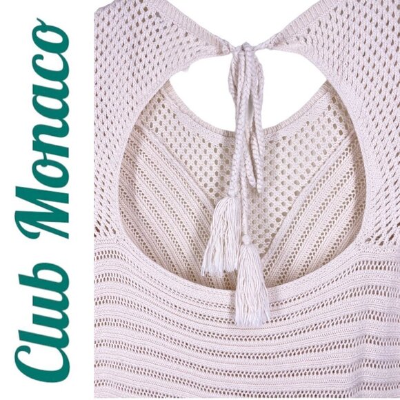CLUB MONACO Tallulah Silk Blend Beige Open Back High Low Sweater, Size Small - Picture 7 of 11
